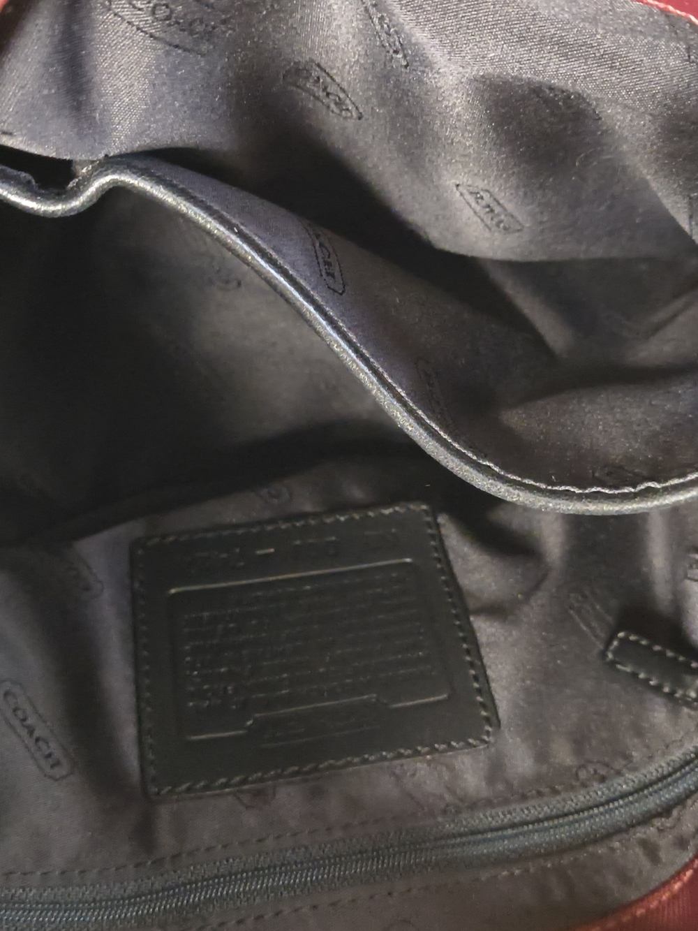Authentic COACH Shoulder Bag - Maroon Nylon W/ Black Leather Trim - EUC - Picture 11 of 12
